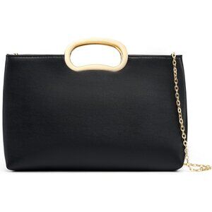 Women's Black PU Vegan Leather Evening Formal Wedding Party Stylish Clutch
